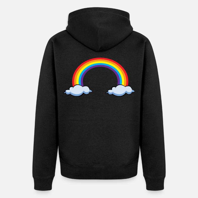 Arc-en-ciel avec nuages | arc en ciel - Veste à capuche bio Premium Unisexe - noir