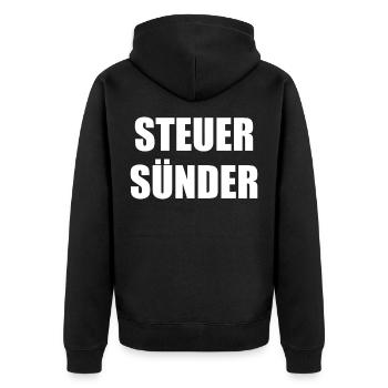 Steuersünder Steuer Finanzen Finazamt Fun Spruch - Unisex Premium Bio Zip Hoodie - Schwarz - Hinten - Nico (187cm)