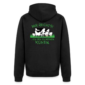 Mir reichts ich geh zu meinen Kühen - Unisex Premium Bio Zip Hoodie - Schwarz - Hinten - Nico (187cm)