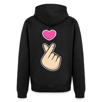 K-Pop Hand Symbol Kpop Heart Korean Love Music - Veste à capuche bio Premium Unisexe - noir - Dos - Nico (187cm)