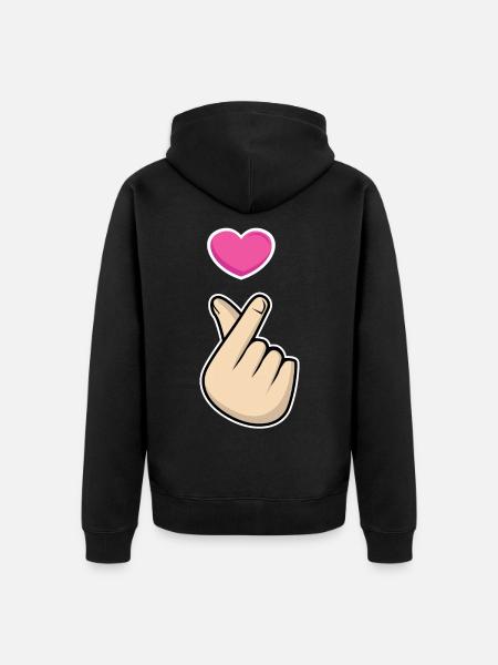 K-Pop Handsymbool Kpop Heart Koreaanse liefdesmuziek - Premium økologisk unisex-hættejakke - sort