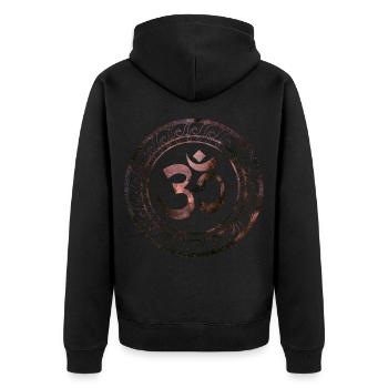 Om Ohm Aum Symbol Spiritual Yoga Gift - Unisex Premium Organic Zip Hoodie - black - Back - Nico (187cm)