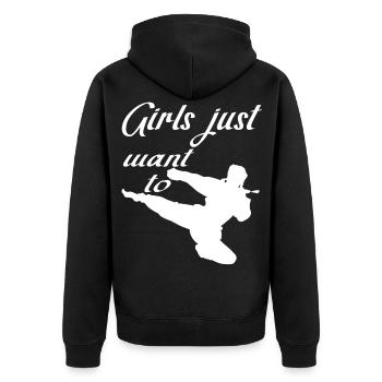 Girls Fight Martial Arts Women Girls Karate MMA - Unisex Premium Organic Zip Hoodie - black - Back - Nico (187cm)