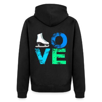 Ich liebe Schlittschuhe Eiskunstlauf Schlittschuh - Unisex Premium Bio Zip Hoodie - Schwarz - Hinten - Nico (187cm)
