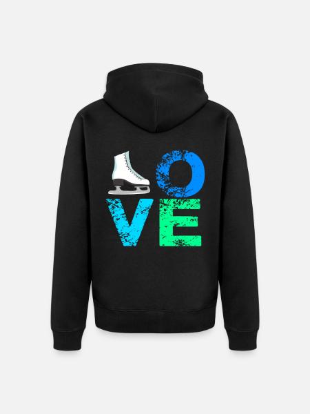 Ich liebe Schlittschuhe Eiskunstlauf Schlittschuh - Unisex Premium Bio Zip Hoodie - Schwarz