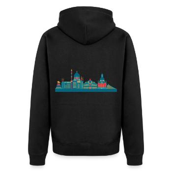Dresden Skyline Geschenk Idee - Unisex Premium Bio Zip Hoodie - Schwarz - Hinten - Nico (187cm)