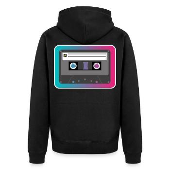 Retro Kassette 80's & 90's - Unisex Premium Bio Zip Hoodie - Schwarz - Hinten - Nico (187cm)