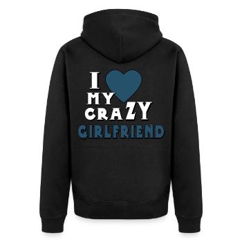 i love Partnerlook (part1) Geschenkidee Paar - Unisex Premium Bio Zip Hoodie - Schwarz - Hinten - Nico (187cm)