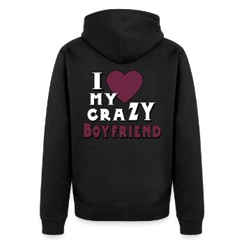 i love Partnerlook (part2) Geschenkidee Paar - Unisex Premium Bio Zip Hoodie - Schwarz - Hinten - Nico (187cm)