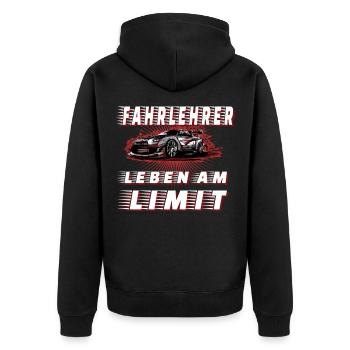Fahrlehrer - Leben Am Limit - Unisex Premium Bio Zip Hoodie - Schwarz - Hinten - Nico (187cm)