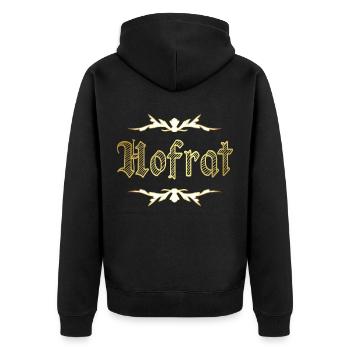 Österreichisch Shirt ● Hofrat ● Geschenk - Unisex Premium Bio Zip Hoodie - Schwarz - Hinten - Nico (187cm)