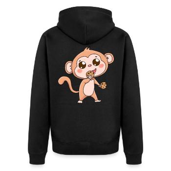 Monkey Wildlife Fantasy Hunger Cookies Gift Baby - Unisex Premium Organic Zip Hoodie - black - Back - Nico (187cm)