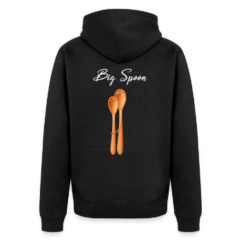 Big Spoon Little Spoon Partner Couple Pärchen Paar - Unisex Premium Bio Zip Hoodie - Schwarz - Hinten - Nico (187cm)