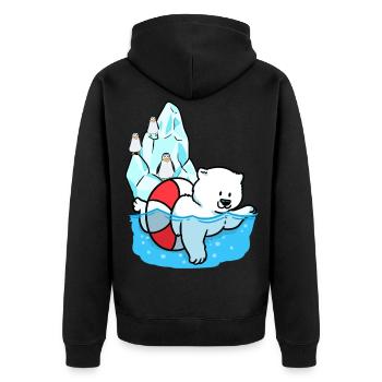 Eisbär Eisbären Arktis Wildtiere Klima Pinguin - Unisex Premium Bio Zip Hoodie - Schwarz - Hinten - Nico (187cm)