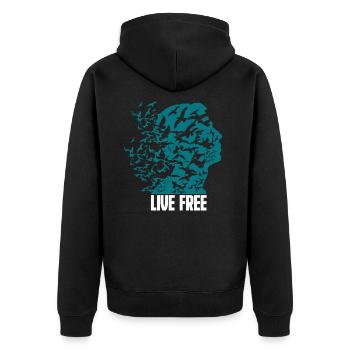 Sois libre comme un oiseau libre voler des pensées - Veste à capuche bio Premium Unisexe - noir - Dos - Nico (187cm)