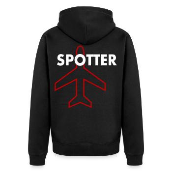 Planespotter Flugzeug Beobachter - Unisex Premium Bio Zip Hoodie - Schwarz - Hinten - Nico (187cm)
