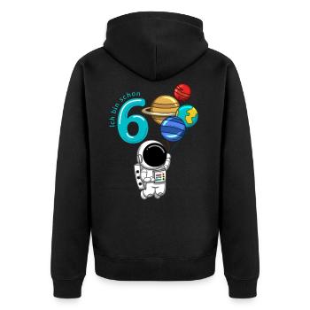 6 Jahre Astronaut Geburtstag - Unisex Premium Bio Zip Hoodie - Schwarz - Hinten - Nico (187cm)