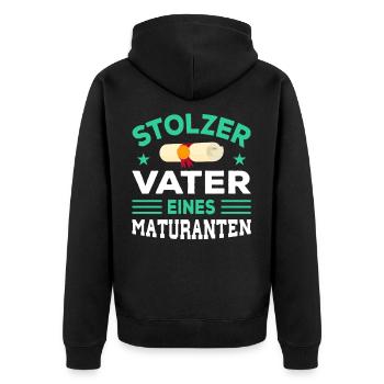 stolzer Vater Matura Maturafeier Maturant Schule - Unisex Premium Bio Zip Hoodie - Schwarz - Hinten - Nico (187cm)