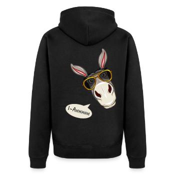 Esel mit Sonnenbrille - Unisex Premium Bio Zip Hoodie - Schwarz - Hinten - Nico (187cm)