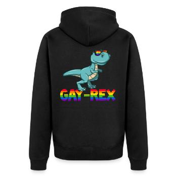 Gay Rex - Unisex Premium Bio Zip Hoodie - Schwarz - Hinten - Nico (187cm)