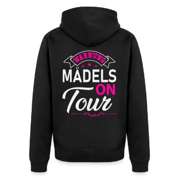 Mädels on Tour Mädelstrip Girls Trip Mädelstour - Unisex Premium Bio Zip Hoodie - Schwarz - Hinten - Nico (187cm)