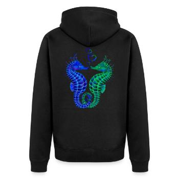 Cute seahorse couple - Unisex Premium Organic Zip Hoodie - black - Back - Nico (187cm)