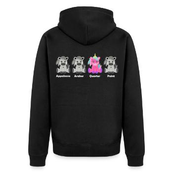 Quarter unicorn - Unisex Premium Organic Zip Hoodie - black - Back - Nico (187cm)