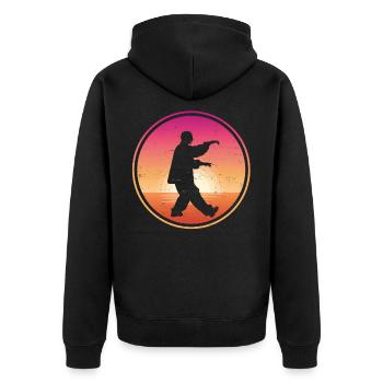 Position de pose de moineau Tai Chi Taichi Chuan Yoga Joga - Veste à capuche bio Premium Unisexe - noir - Dos - Nico (187cm)