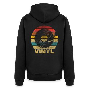 Vinyl Vintage Retro Musik Schallplatte Platte LP - Unisex Premium Bio Zip Hoodie - Schwarz - Hinten - Nico (187cm)