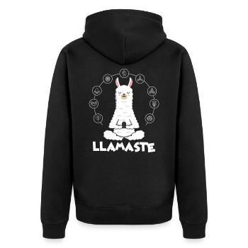 Yoga Llama Lama Alpaka Namaste Comic Tiere Lustig - Unisex Premium Bio Zip Hoodie - Schwarz - Hinten - Nico (187cm)