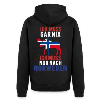 Ich muss nach Norwegen Elch Norway Urlaub Geschenk - Unisex Premium Bio Zip Hoodie - Schwarz - Hinten - Nico (187cm)