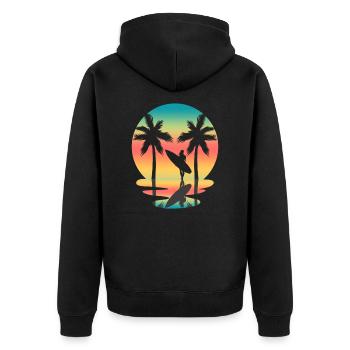Surfing surfer surfing water sports beach summer - Unisex Premium Organic Zip Hoodie - black - Back - Nico (187cm)