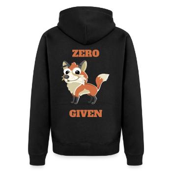 zero fox given - Lustiges Fuchs / Fucks Wortspiel - Unisex Premium Bio Zip Hoodie - Schwarz - Hinten - Nico (187cm)