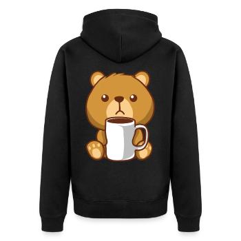 Braunbär Bär Kaffee Bärchen - Unisex Premium Bio Zip Hoodie - Schwarz - Hinten - Nico (187cm)