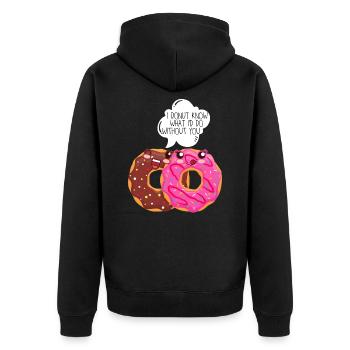 Donut Liebe Partner Beziehung Freund Witz Lustig - Unisex Premium Bio Zip Hoodie - Schwarz - Hinten - Nico (187cm)