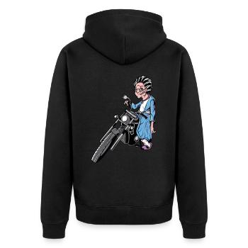 Grand-mère moto retraite retraite motard âge - Veste à capuche bio Premium Unisexe - noir - Dos - Nico (187cm)