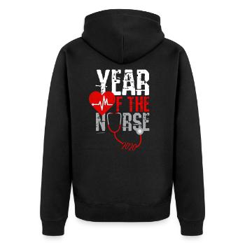 Krankenschwester Krankenhaus Krankenpflegerin Arzt - Unisex Premium Bio Zip Hoodie - Schwarz - Hinten - Nico (187cm)