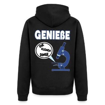 Lustige Mikrobiologie - Enjoy the little things - Unisex Premium Bio Zip Hoodie - Schwarz - Hinten - Nico (187cm)