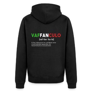 Vaffanculo Italien Humor lustiges Geschenk Italia - Unisex Premium Bio Zip Hoodie - Schwarz - Hinten - Nico (187cm)