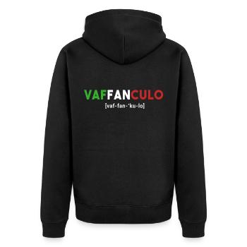 Italien Flagge Vaffanculo Italiener Humor Geschenk - Unisex Premium Bio Zip Hoodie - Schwarz - Hinten - Nico (187cm)