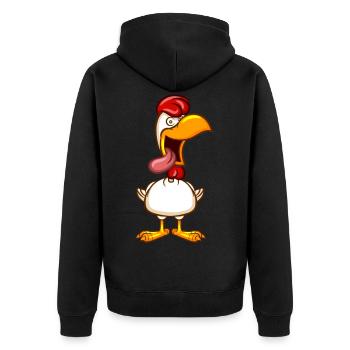 Crazy Chicken - Unisex Premium Organic Zip Hoodie - black - Back - Nico (187cm)