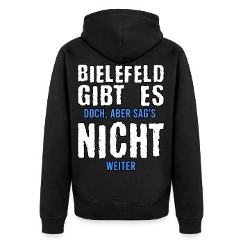 Bielefeld Fan Bielefelder Stadt Geschenk - Unisex Premium Bio Zip Hoodie - Schwarz - Hinten - Nico (187cm)