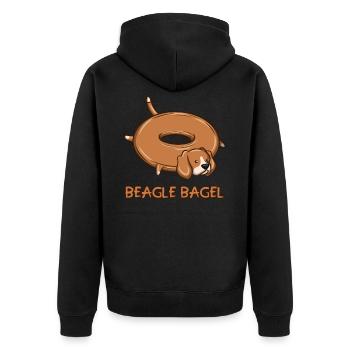Beagle Bagel - Unisex Premium Bio Zip Hoodie - Schwarz - Hinten - Nico (187cm)