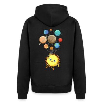 Sonnenystem Planeten Sonne Luftballons - Unisex Premium Bio Zip Hoodie - Schwarz - Hinten - Nico (187cm)