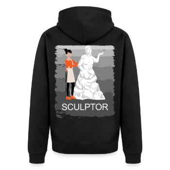 Sculpture Sculptor Steinhauer Modern Figures - Unisex Premium Organic Zip Hoodie - black - Back - Nico (187cm)