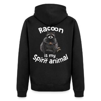 Waschbär - my spirit animal - Unisex Premium Bio Zip Hoodie - Schwarz - Hinten - Nico (187cm)