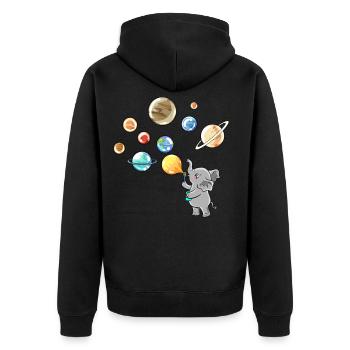 Sonnenystem Planeten Elefant Luftballons - Unisex Premium Bio Zip Hoodie - Schwarz - Hinten - Nico (187cm)