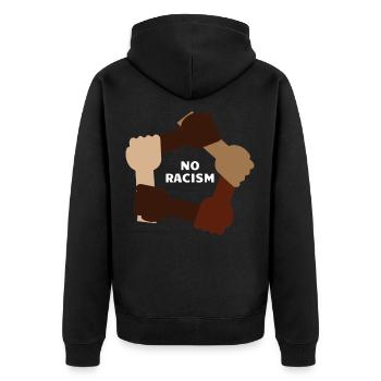 Pas de place pour le racisme - L’homme Égalité - Veste à capuche bio Premium Unisexe - noir - Dos - Nico (187cm)