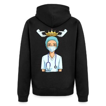 Nurse nurse crown queen nurse - Unisex Premium Organic Zip Hoodie - black - Back - Nico (187cm)