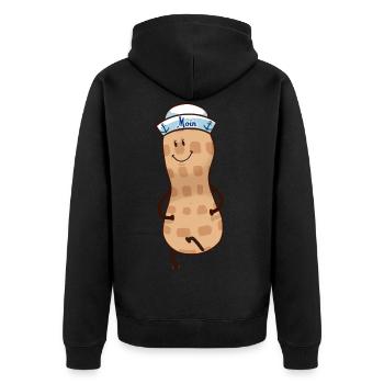 Moin Moin Erdnuss Matrose Fantasy Ahoi Nuss - Unisex Premium Bio Zip Hoodie - Schwarz - Hinten - Nico (187cm)